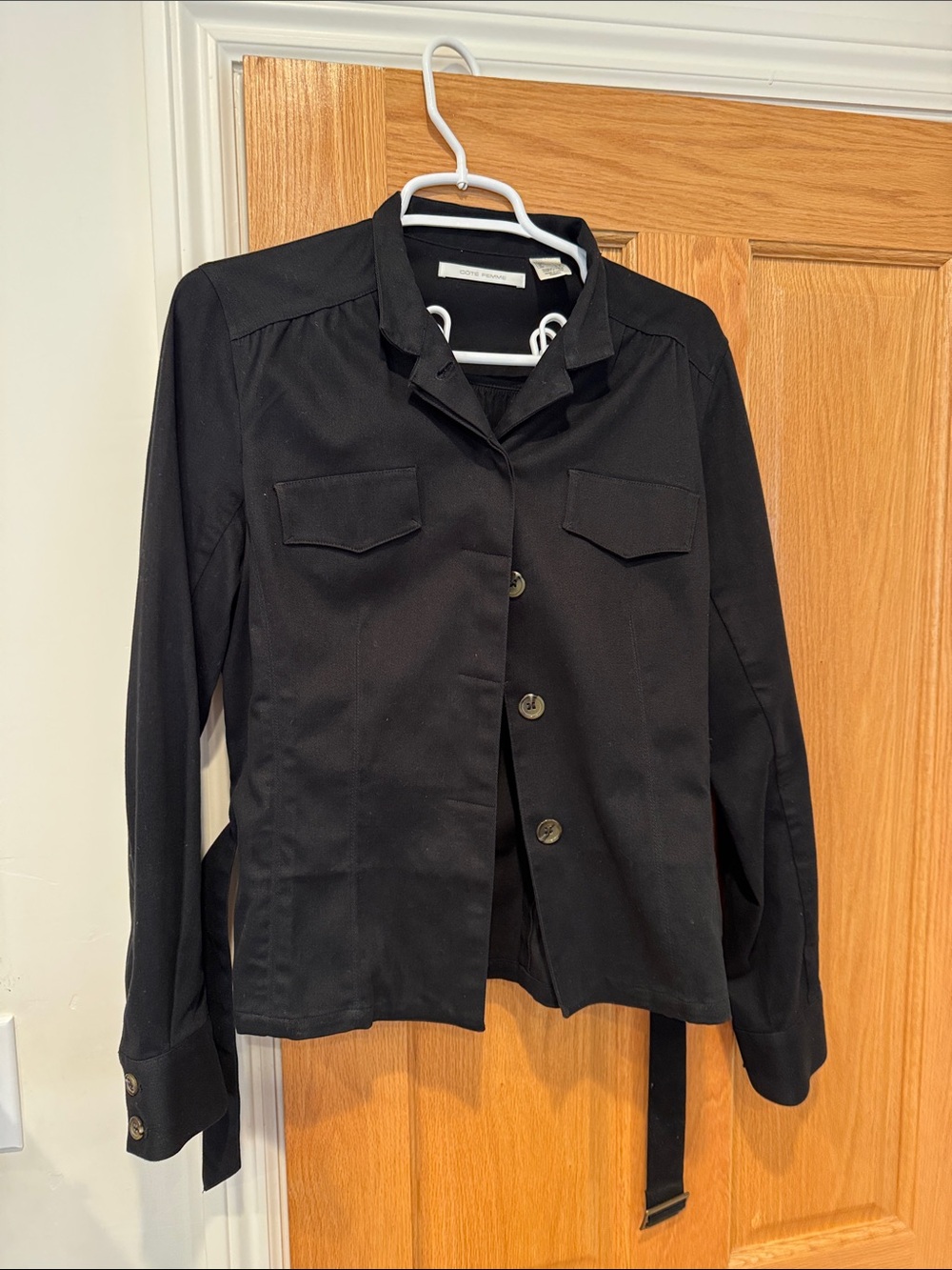 Black Button-Front Jacket by Cote Femme